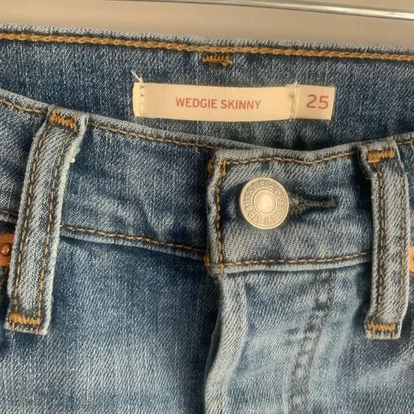 Levis Wedgie Skinny High Rise Distressed Jeans - Picture 7 of 9